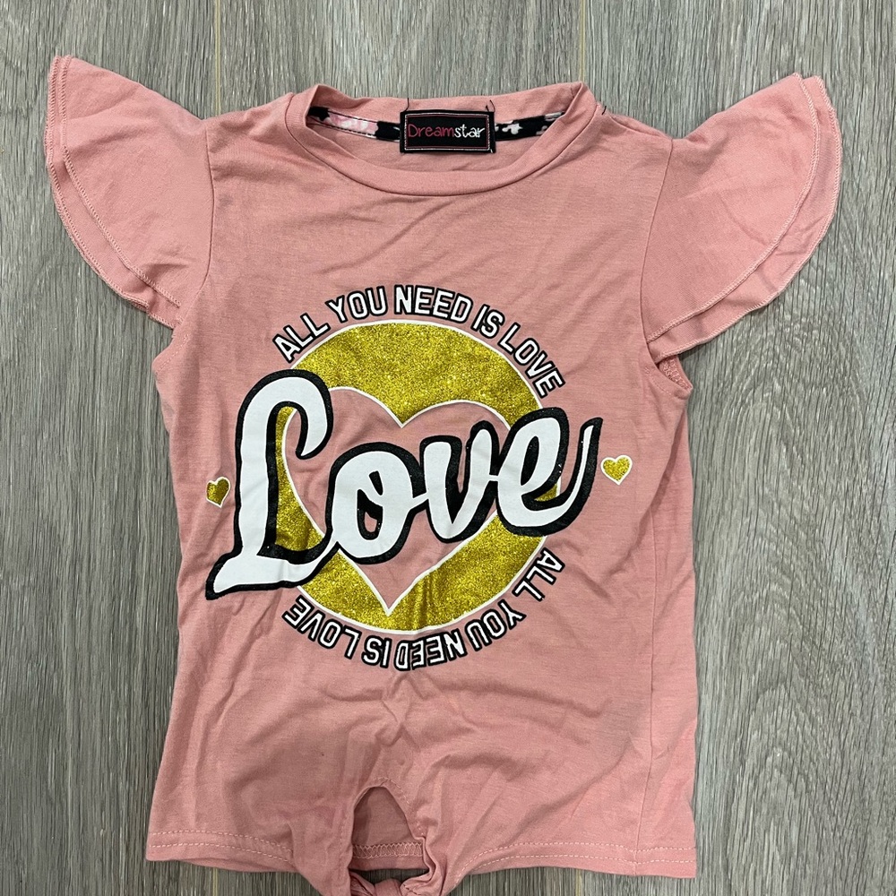 Pink Kids Shirt with Love Print